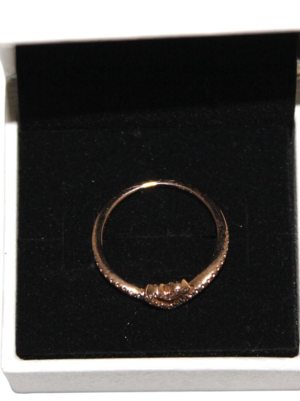 Pandora Sparkling Wishbone Heart Ring Rose Gold Plated Size 58 (8.5) - Picture 6 of 12